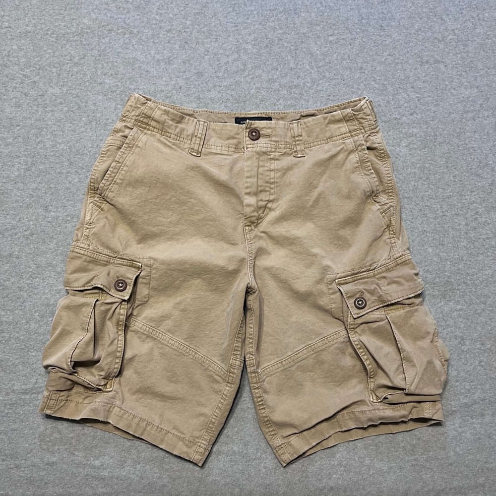 American Eagle Shorts Mens 30 Beige Cargo Distressed Flex 11" Outdoors Canvas